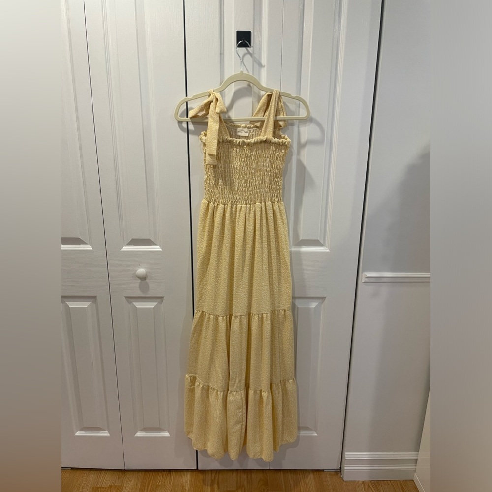 yellow and white spotted dress